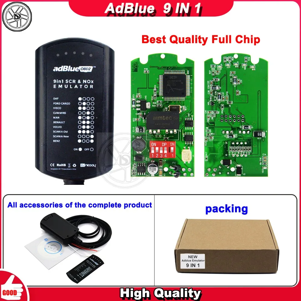 

AdBlue Emulator System Box 9 IN 1 For MEN/MB/SCANIA/IVECO/DAF/RENAULT/CUMMINS Ad Blue 9in1 SCR&NOX A+Version Full Chip