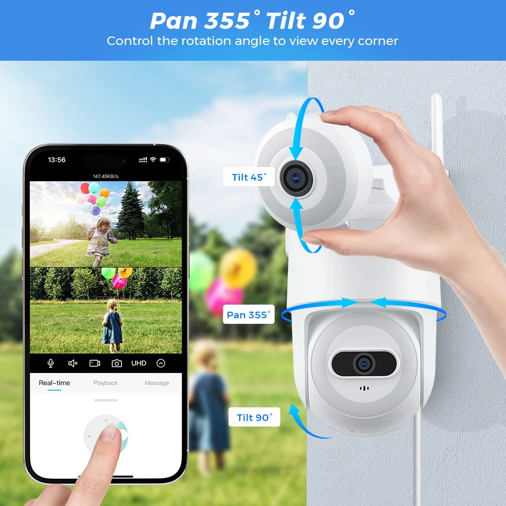 4K 8MP Wifi Camera PTZ Outdoor Dual Screen Human Detection 4MP CCTV Video Survei