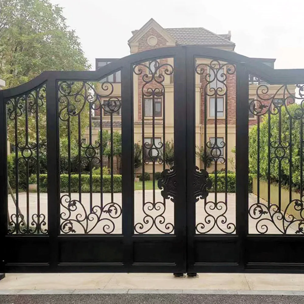 PerforatedGardenMetalMainGateDesignCuredWroughtIronGateWall
