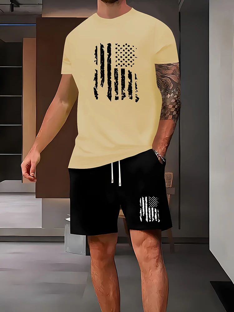 thumbnail image 1 of Conjunto de pantalones cortos de manga corta con estampado de oso pardo de dibujos animados para hombre, camiseta informal de verano para uso diario, pantalones cortos de playa de moda urbana para hom, 1 of 5