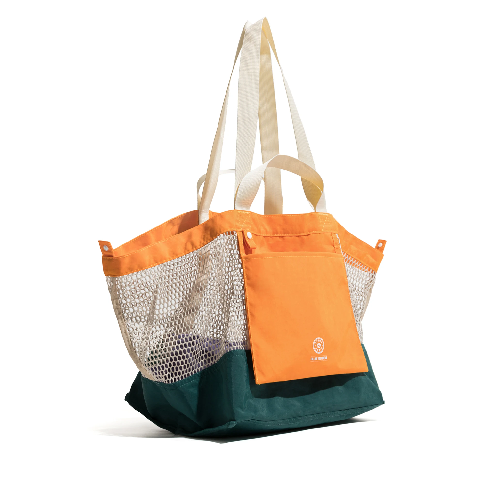 KOKOPEAS Women Mesh Fishing Net Bag Big Reusable Grocery Shoulder Grocery Purse Nylon Summer Beach Handbag