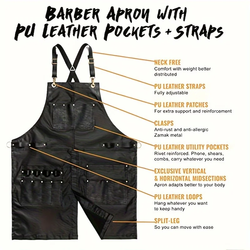 Multi Use Men Hair Cutting Apron Adjustable Neck Strap Sleeveless Hairdressing Cape Hairdressing Cape for Hairstylists 3