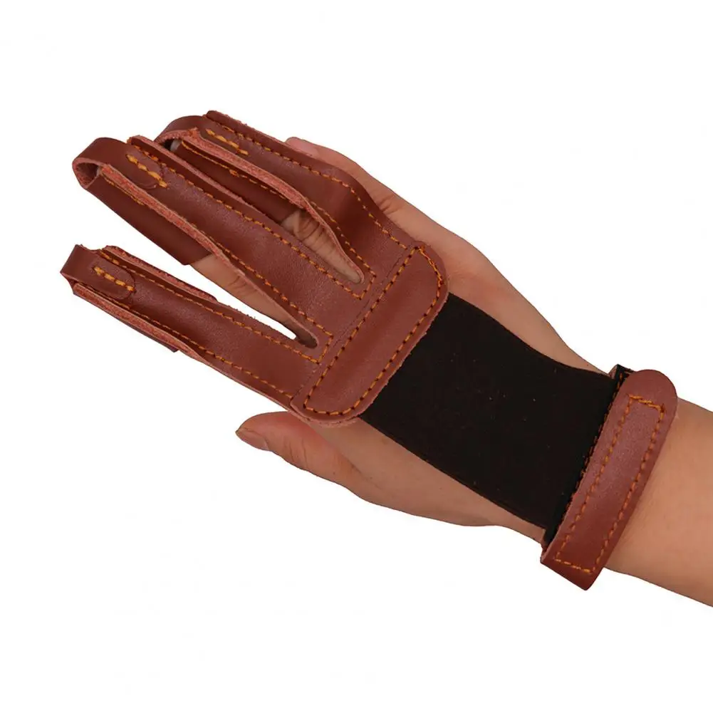 Practical Archery Finger Protector Protective 3 Finger Cowhide Wear Resistant Three Finger Glove