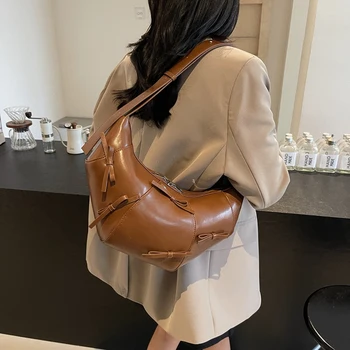 Luxury Shoulder Bag Designer Handbag Purse for Women Cow Horn Crossbody Bags PU Leather Women's Bag Half Moon Dumpling Hobo Bag 2