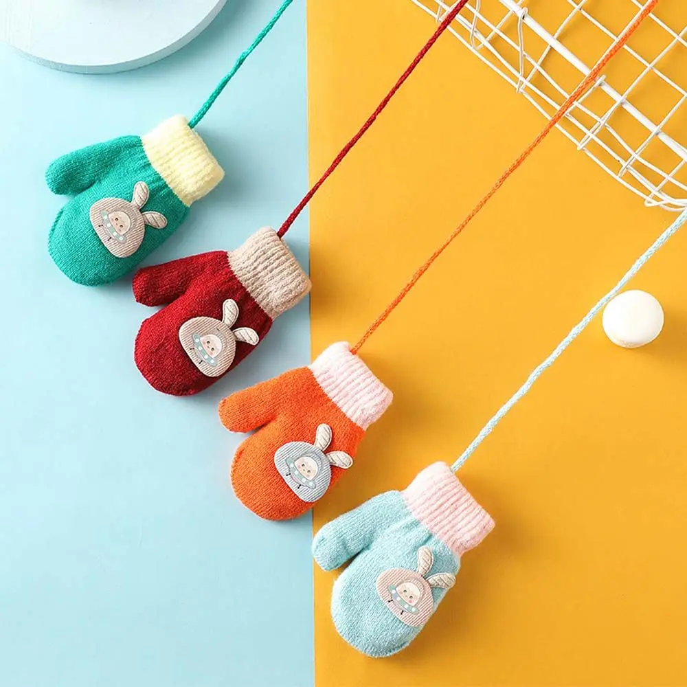 Autumn Winter Soft Girls Boys Infant Toddler Knitted Gloves Thickened Warm Mittens Baby Mittens