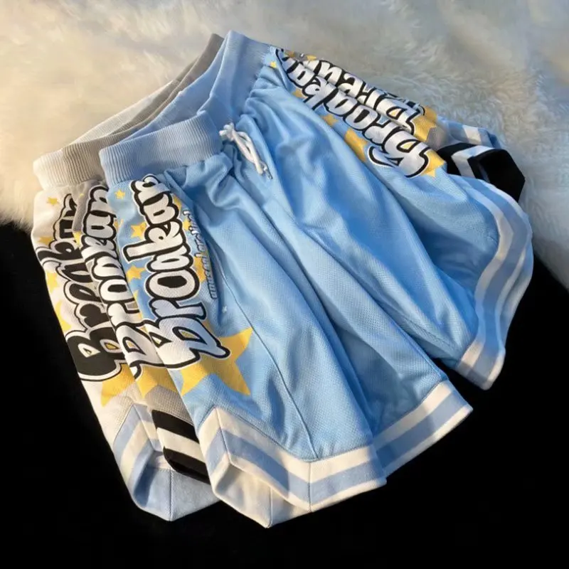 American Basketball Sports Shorts Men's Summer Thin Fashion Brand Breathable Capris Loose Relaxed Beach Pants