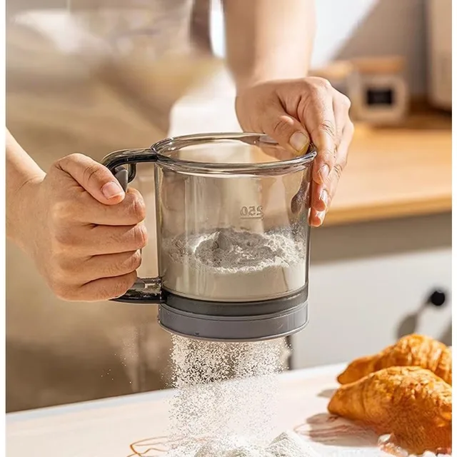 One-Hand Flour Sifter with Tray 5