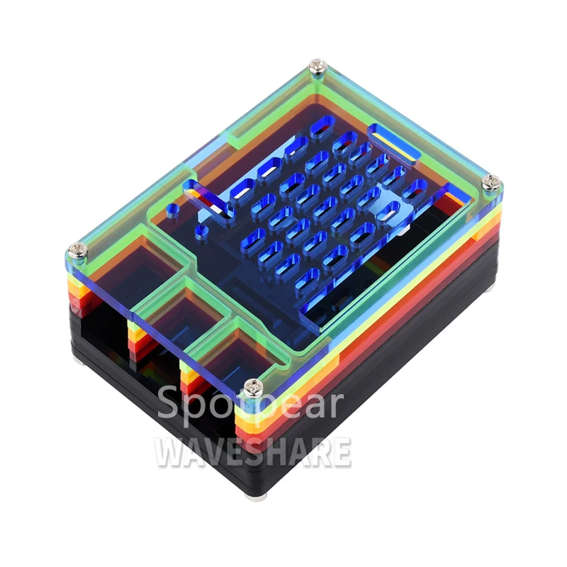 

Raspberry Pi 5-го поколения, полупрозрачный Радужный акриловый корпус, поддерживает установку официального радиатора