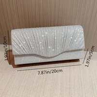 Ladies Glitter Silver Clutch Bag Envelope Evening Bag Fashion Elegant Long Purse Women Chain Shoulder Bags Wedding Party Handbag - Image 6
