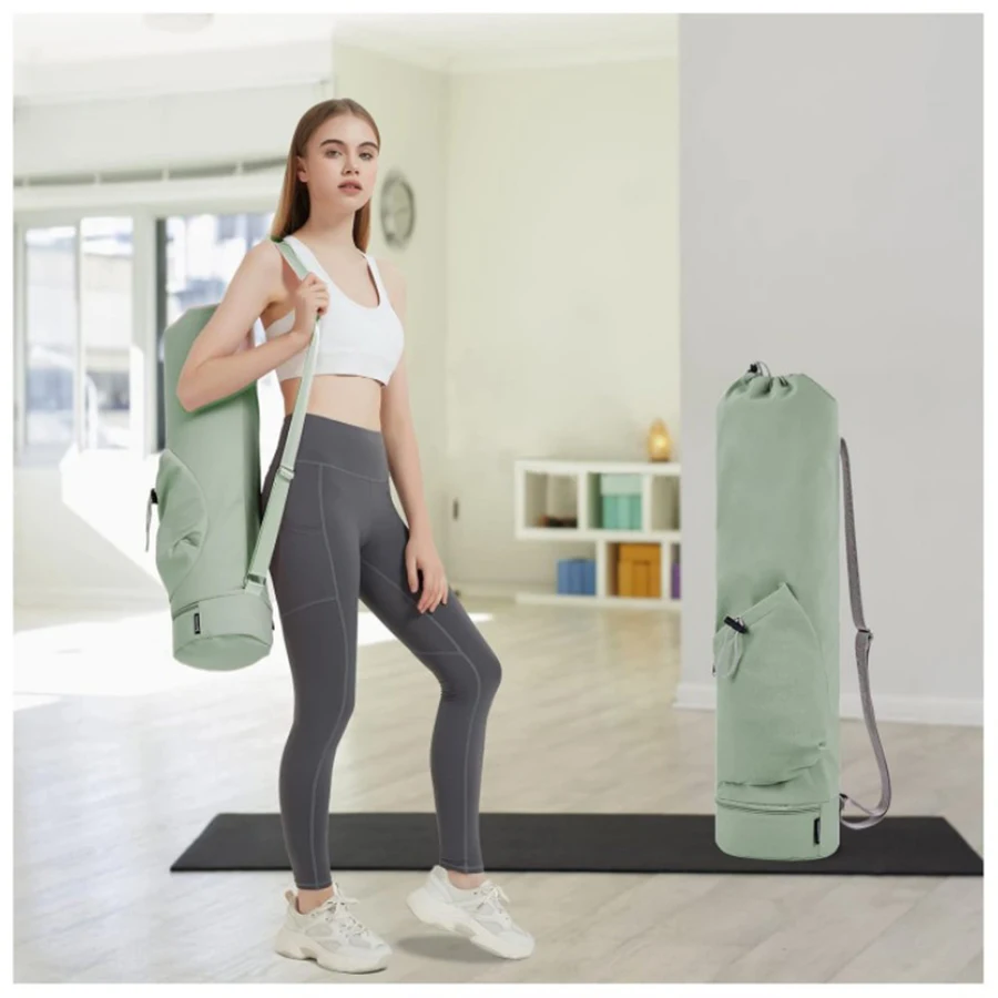 

Новая однотонная Холщовая Сумка для фитнеса, сумка для йоги, спортивная сумка на плечо, рюкзак на одно плечо, вместительная сумка, специальная сумка для коврика для йоги