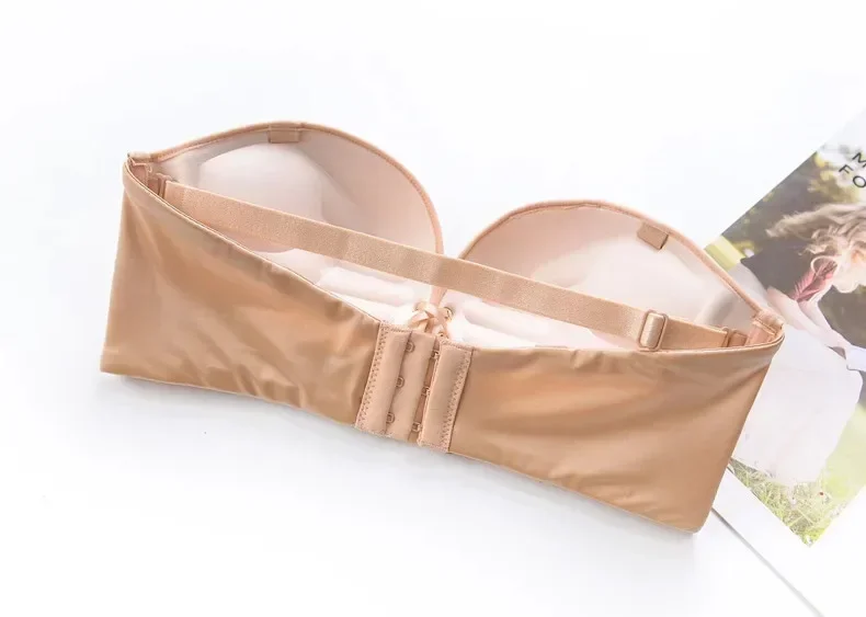 Strapless Push-Up Bralette - Non-Slip Invisible Lace Bra for Brides 14