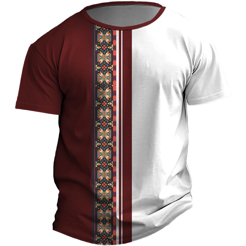 Ethnic Pattern 3D Print T Shirt Casual Short Sleeve Tops