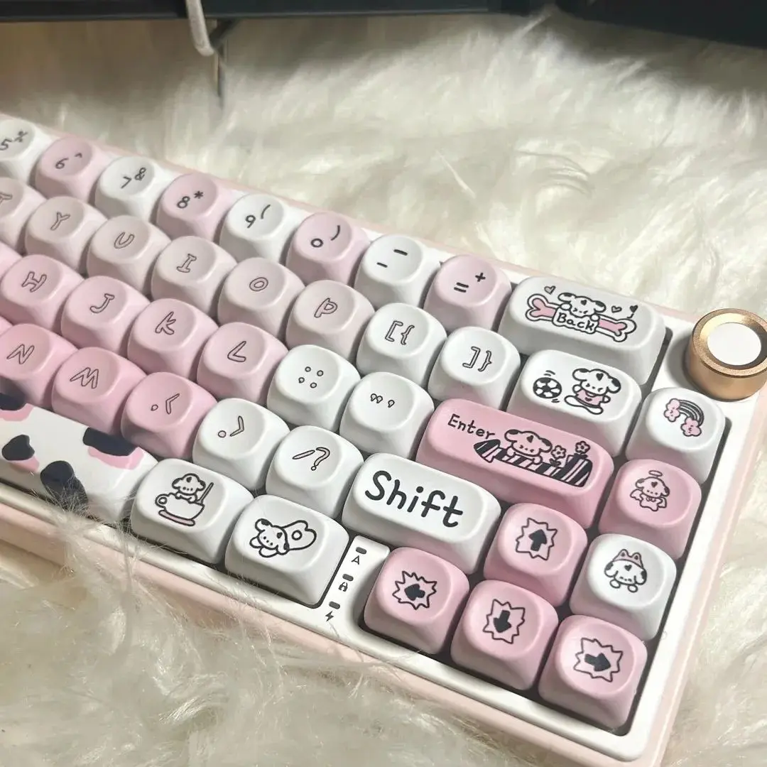 Branco manchado Puppy Moon Keycap teclado, tipo