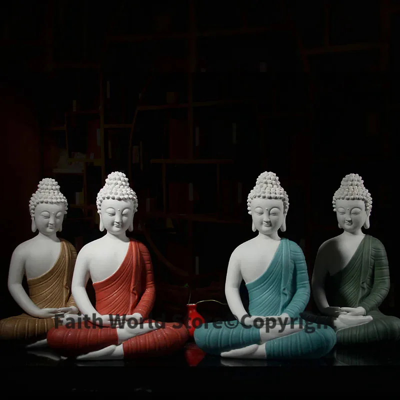 

GOOD Wholesale Buddhist supplies # home family Bless Safe good luck Buddha -Southeast Asia Sitting Buddha porcelain art statue