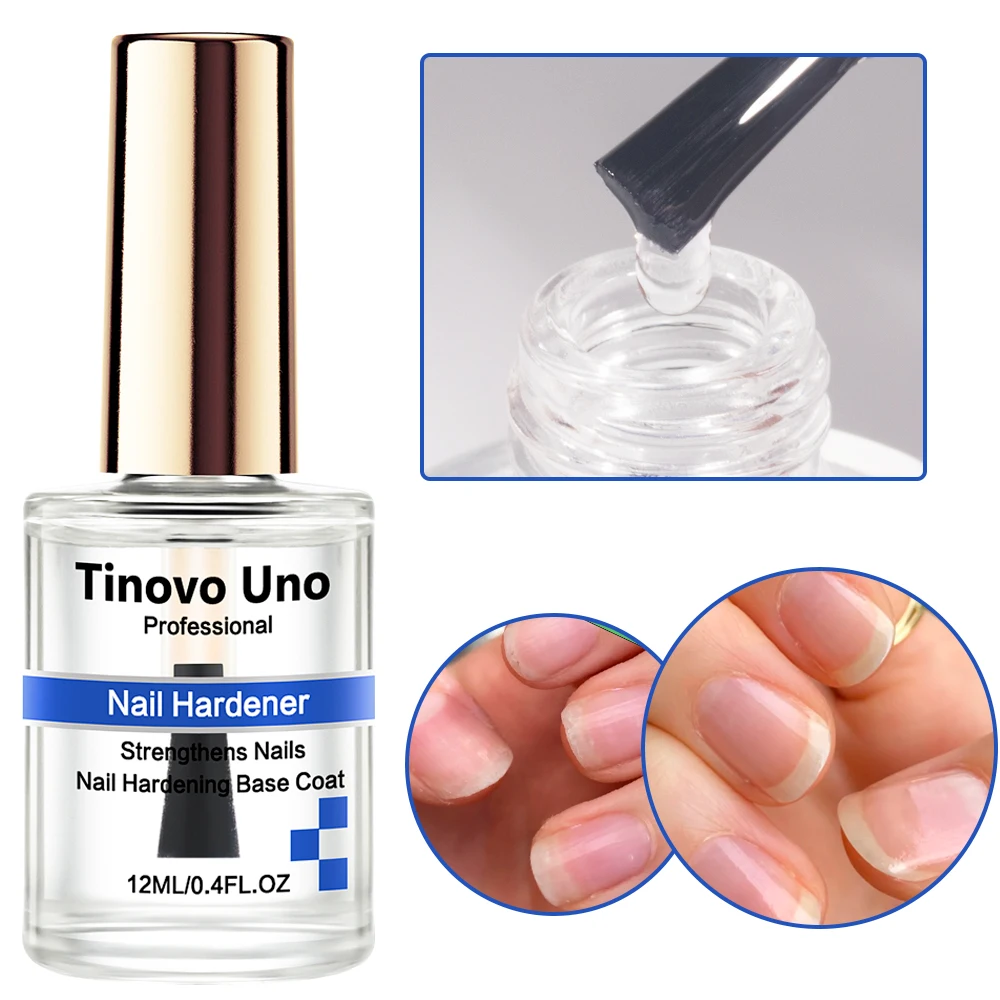 Tinovo Uno 12ml Nail Hardener Advanced Formula Strengthener Nail Growth System Base Coat Air Dry Clear Nail Lacquer Polish Care 5