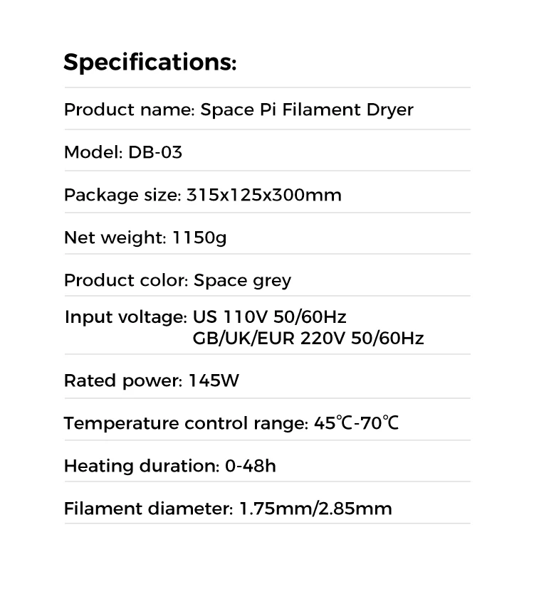 Creality Space Pi Filament-Trockner/Dryer Plus/SpacePi X4L Trocknung von 1-4 Verbrauchsmaterialien für 3D-Drucker 360 ° C Heißluft-Upgrade-Teil – Detail 12
