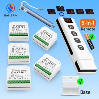 롤러 셔터 커튼 스위치, 리모컨 블라인드, 차고, AC 모터용, 5 인 1 리모컨, 433Mhz, 110V, 220V, 16A RF 모듈
