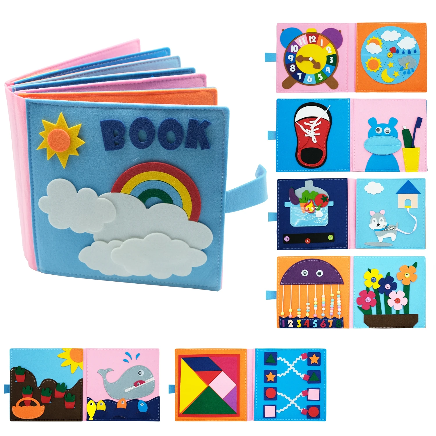 

Puxida Montessori Toddlers Busy Board 3D Baby Story Cloth Book Early Learning Education Habits Knowledge Develop Dropshipping