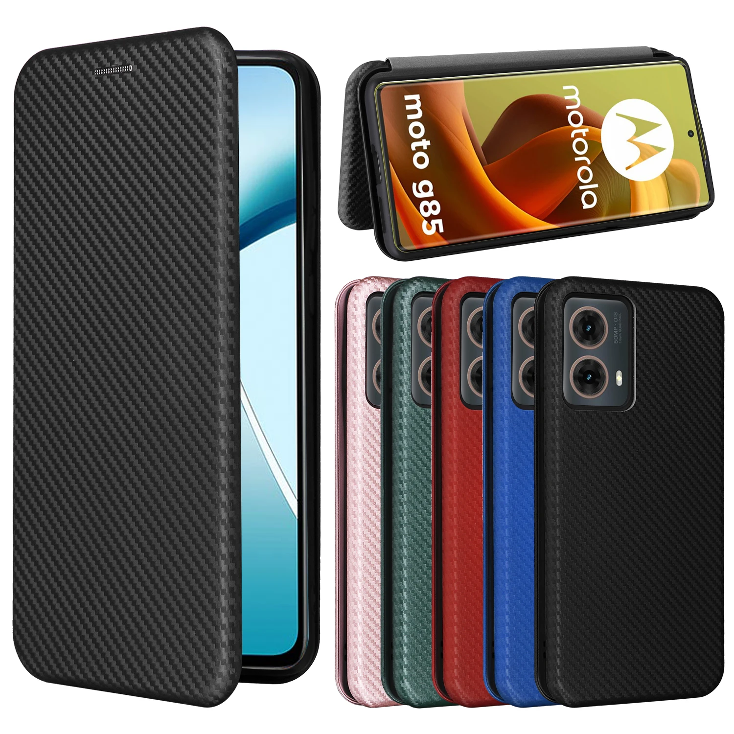 Luxury Carbon Fiber Leather Flip Case - Full Cover with Magnetic Closure