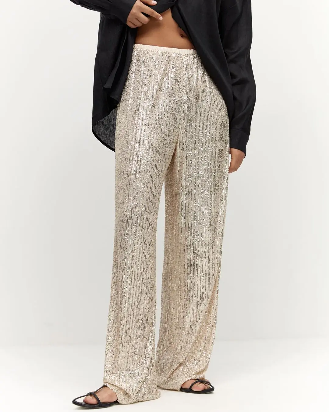 Generisch 2025 Femmes Fête Paillettes Taille Élastique Slim Fit