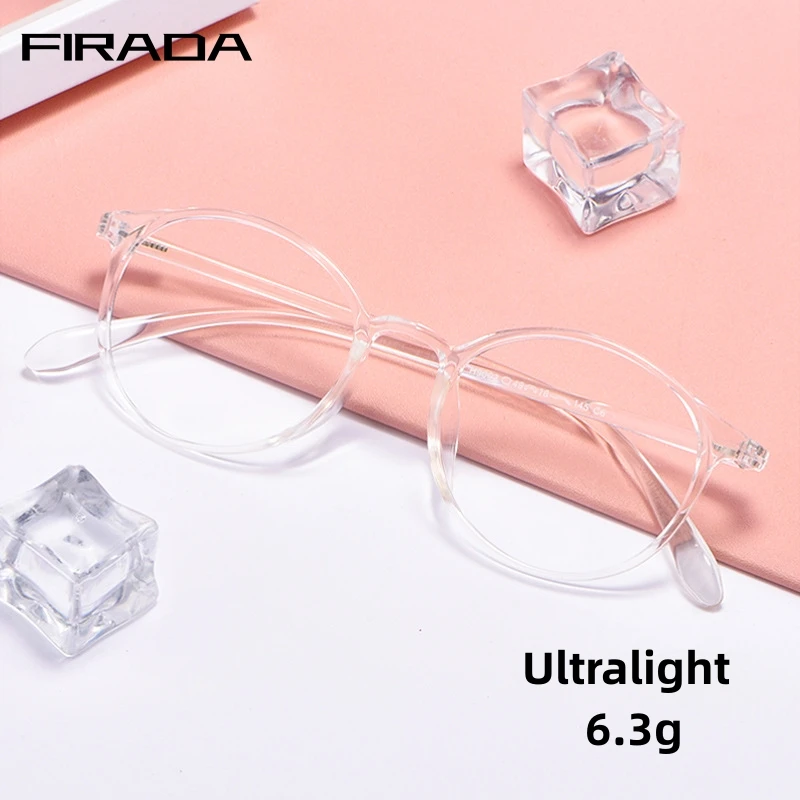 Firada Mode transparente Brillen Damen Retro runde tr90 Brillen Myopie optische Brille Rahmen für Männer 9003r