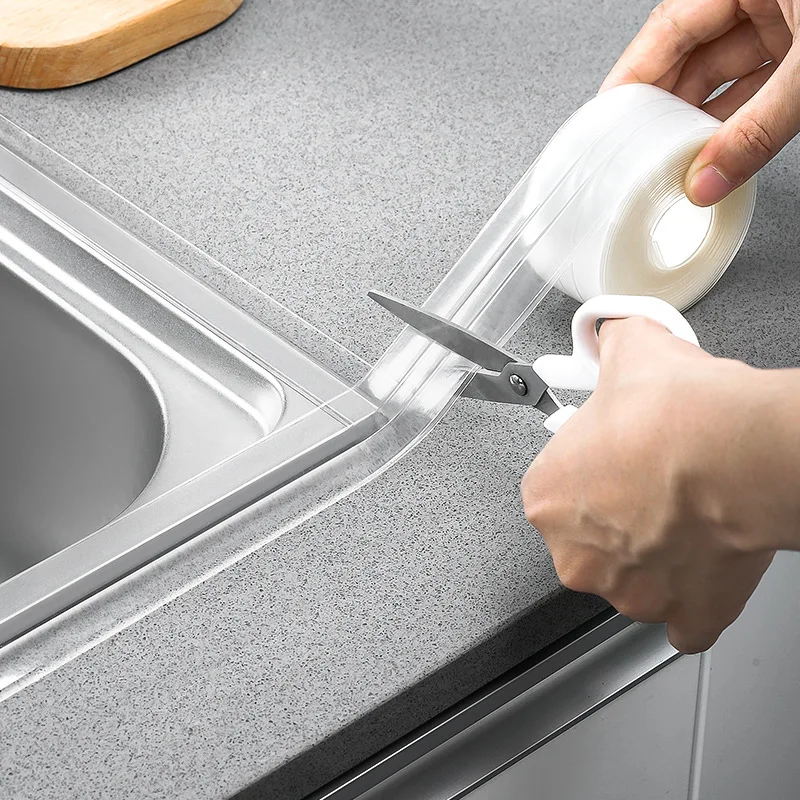 Tiras de Vedação Auto-adesivas para Banheiro Fitas Anti-molde para Pia de Cozinha Fogão a Gás Adesivo Impermeável para Bancada e Parede Cornerseam