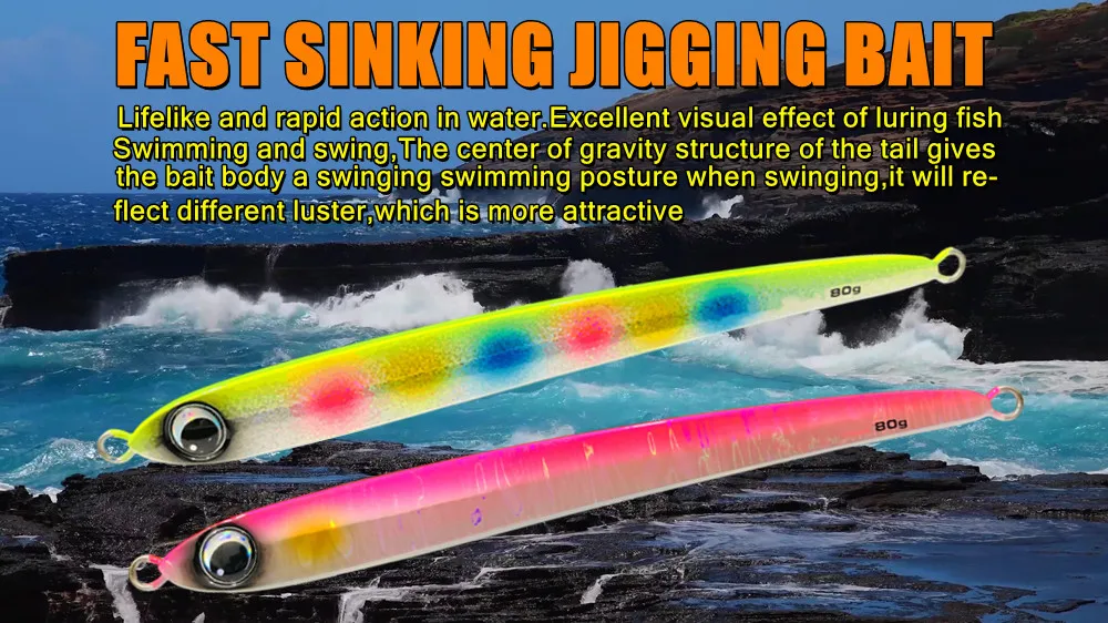 Description Picture 2 of itemGREENSPIDER 2023 New Shore Offshore Jigging Lure Kingfish Amberjack 60g 80g Blade Jig Metal Jigs Fishing Lure