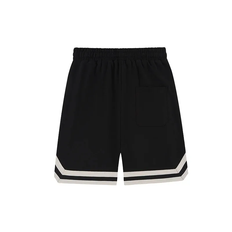 Women's Summer Solid Elastic High Waist Pockets Drawstring Bandage Stripe Sports Casual Trousers Preppy Style Elegant Shorts