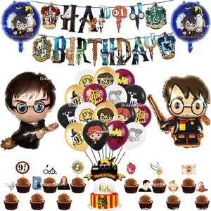 Hot Harry Potter Cartoon Magic Theme Latex Ballons Owl School Banner Happy Birthday  Party Favors Baby Kids Toy Boys Decorations - AliExpress