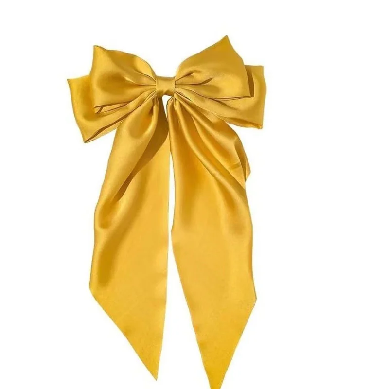 Elegant Solid Color Bow Hair Clip - Stylish Ribbon Accessory