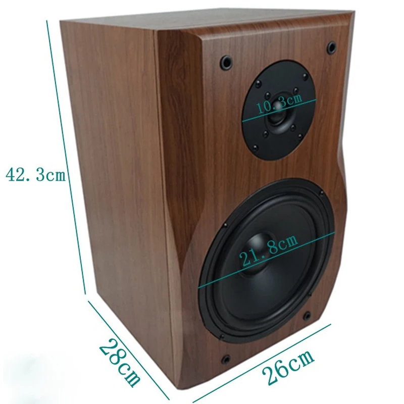 8 Inch Bookshelf Speaker High and Low frequency Two-Way HIFI Wooden Passive Audio Sound Amplifier Monitor Speaker Music Player