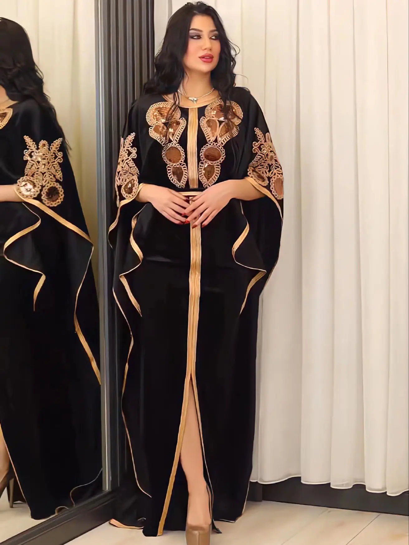 Arabic Abaya Dubai Muslim Kaftan Maxi Dress Women Luxury Velvet Caftan Marocain Evening Party Long Dresses 2023 Abayas Femme