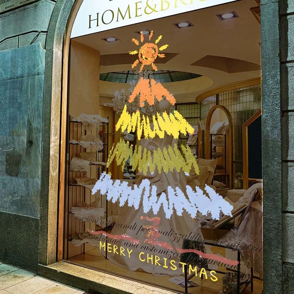 Christmas Stickers Tree Stickers Electrostatic Film Waterproof Transparent Visible Both Sides