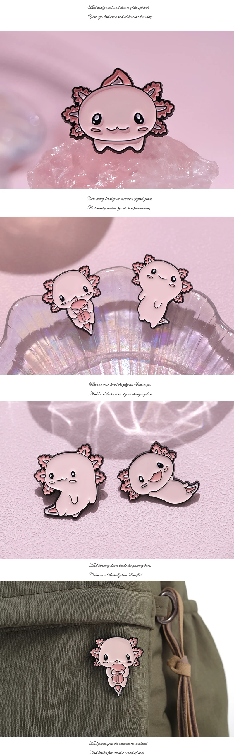 Salamander Emaille Pins benutzer definierte niedlichen rosa sechseckigen Drachen Broschen Revers Abzeichen Tiers chmuck Geschenk für Kinder Freunde – Detail 2