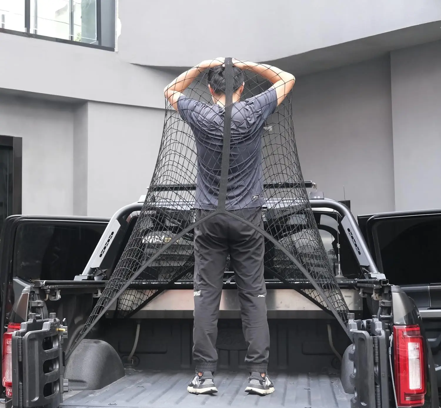 Highly Elastic Cargo Net Truck Bed Cargo Mesh Organizer for Daily Light Loads of Trucks 4'x4' Stretches to 7'x7' Single Layer kayak storage bag water resistant kayaking bag mesh storage organizer bag for kayak chair not included