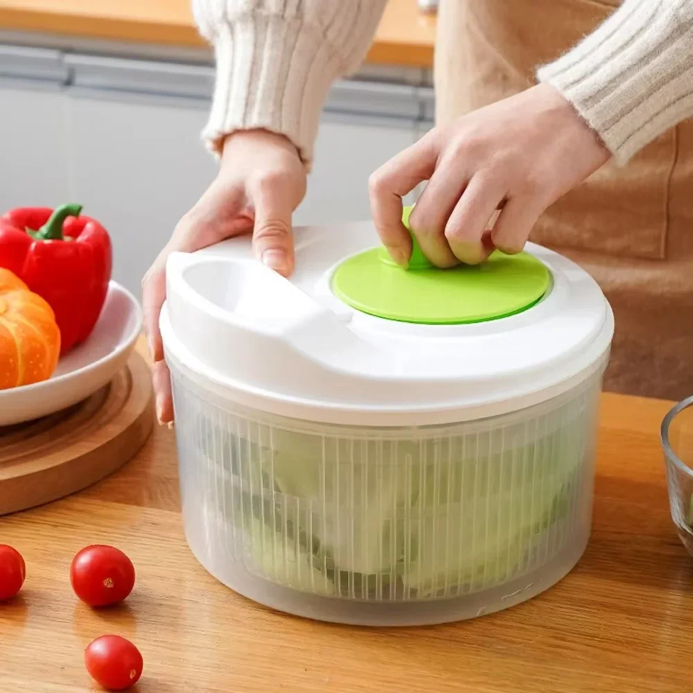 Vegetable Dryer Multifunctional Household Manual Vegetable Dehydrator Salad Spinner with Drain Basket