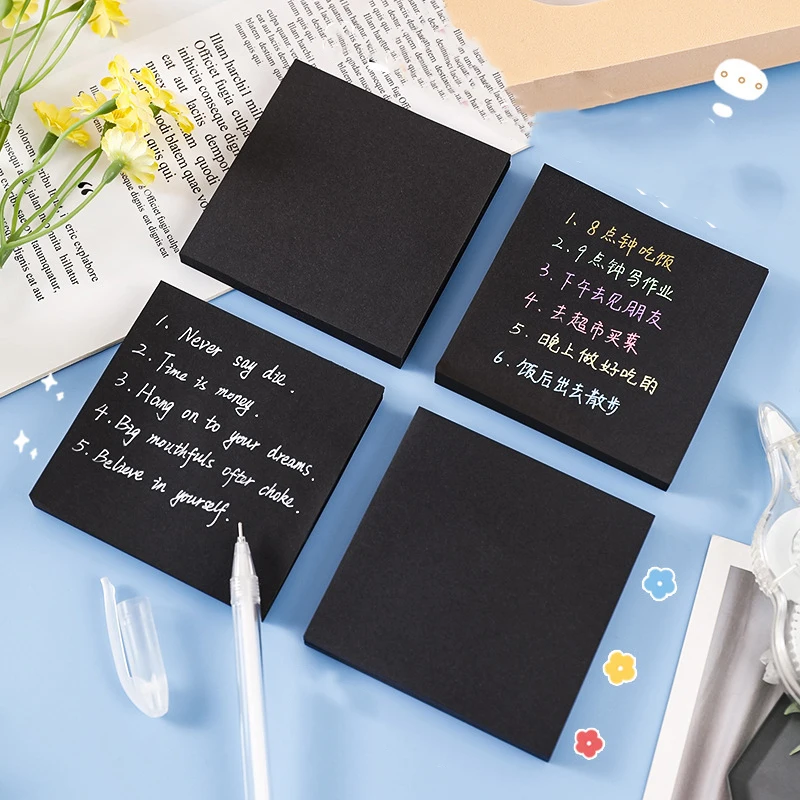 Ellen Brook 1 Piece Black Adhesive Sticky Notes Notepad Memo Pad Office ...