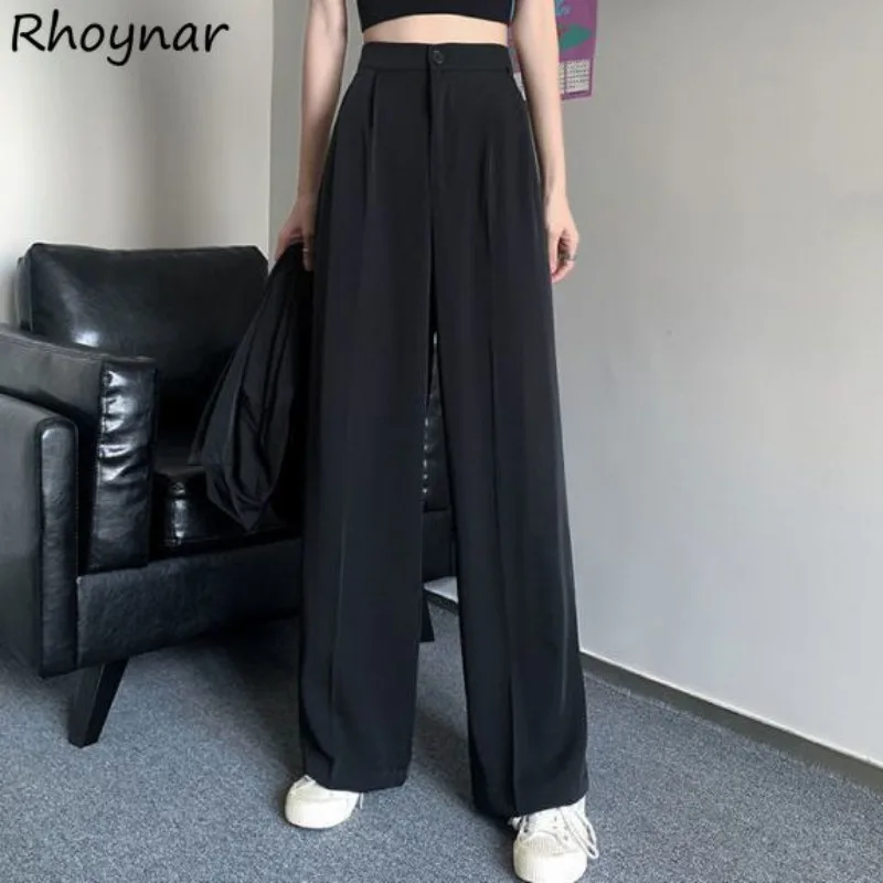 

M-4XL Wide-leg Pants Women Solid High Waist Loose All-match Korean Fashion Drape Casual Female Spring Trousers Y2k Popular Ins
