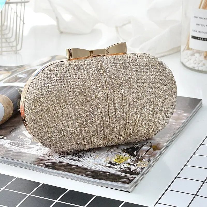 

Женская сумка-клатч, Свадебная женская сумка на плечо с металлическим бантом и цепочкой, плиссированная сумка, женское платье, вечернее платье