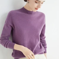 100% Merino Wool Cashmere Sweater Women Knitted Sweater Turtleneck Long Sleeve Pullovers Autumn Winter Clothing Warm Jumper Tops 2