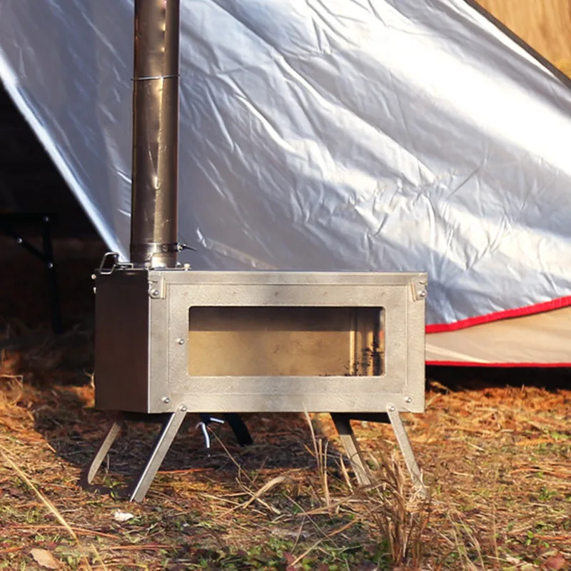 Camping Titanium Stove Portable Mini Wood Burning Stove Hot Tent Heating  Stove Picnic Outdoor Folding Cooking Firewood Stove