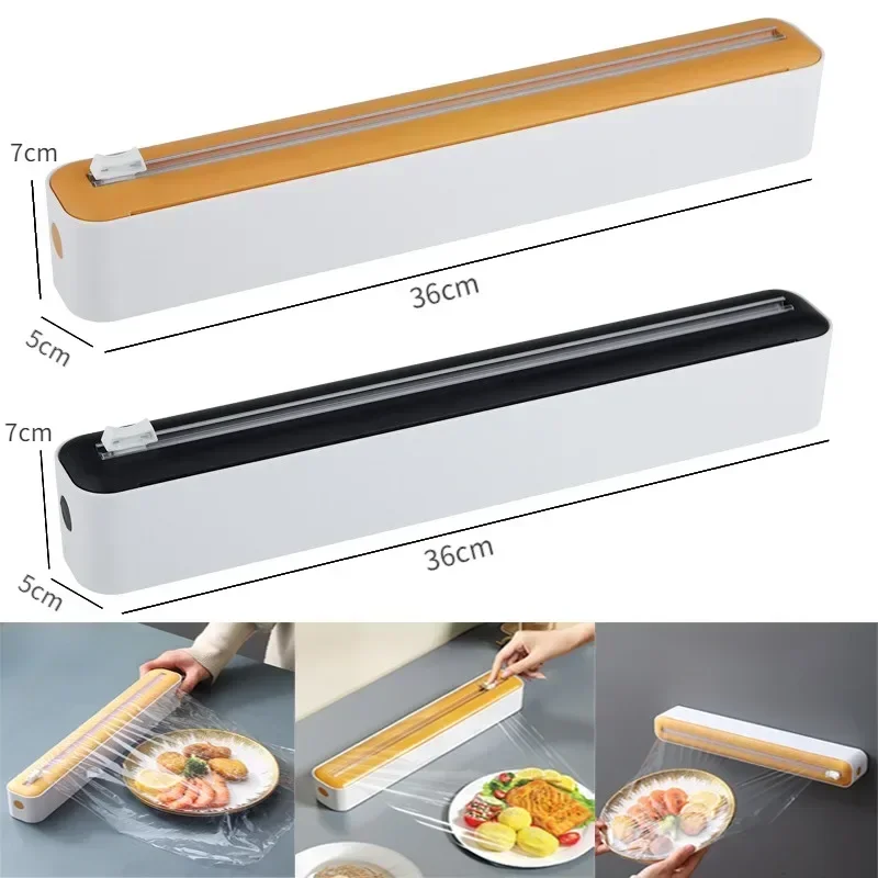 Plastic Wrap Cutter Multifunction Plastic Wrap Tin Foil Paper Storage Box Wall Mounted Refrigerator Storage Rack Kitchen Supply plastic wrap cutter cling film cutter