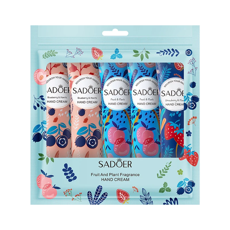 5pcs/set SADOER Fruit Fragrance Hand Cream Sets Moisturizing Anti Peeling Anti-wrinkles Hand Creams Kit Hands Skin Care Products