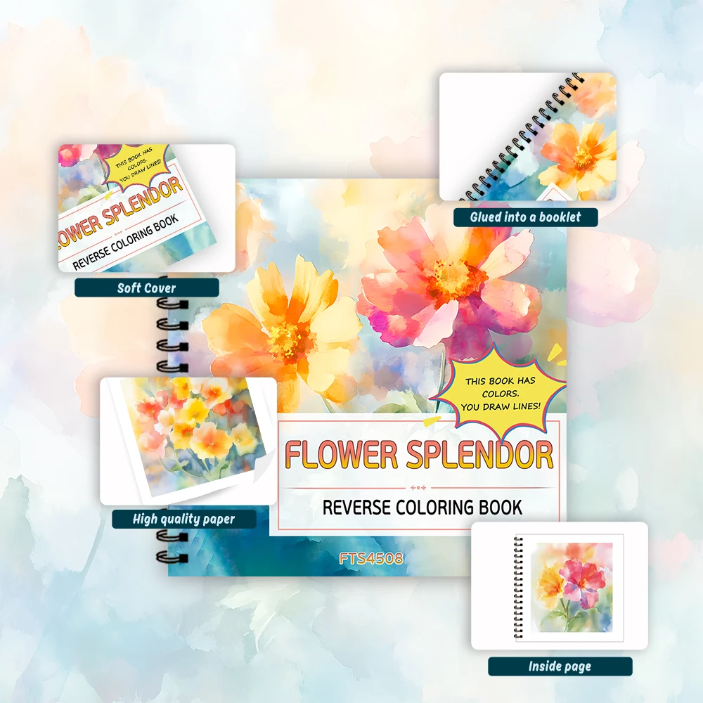 1pc, Floral Reverse Colouring Book, 30 sheets of 100gsm, Relaxing & Creative Lines ‘All You Need Is A Pen Book’ Birthday Gift 3