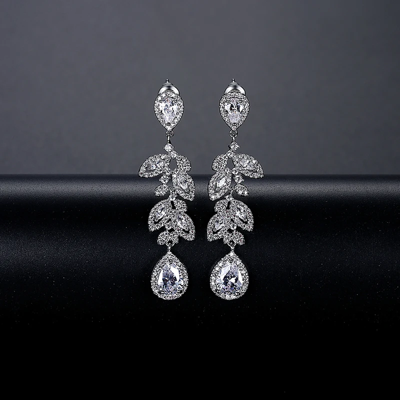 LUOTEEMI High Quality Leaves WaterDrop Cubic Zirconia Drop