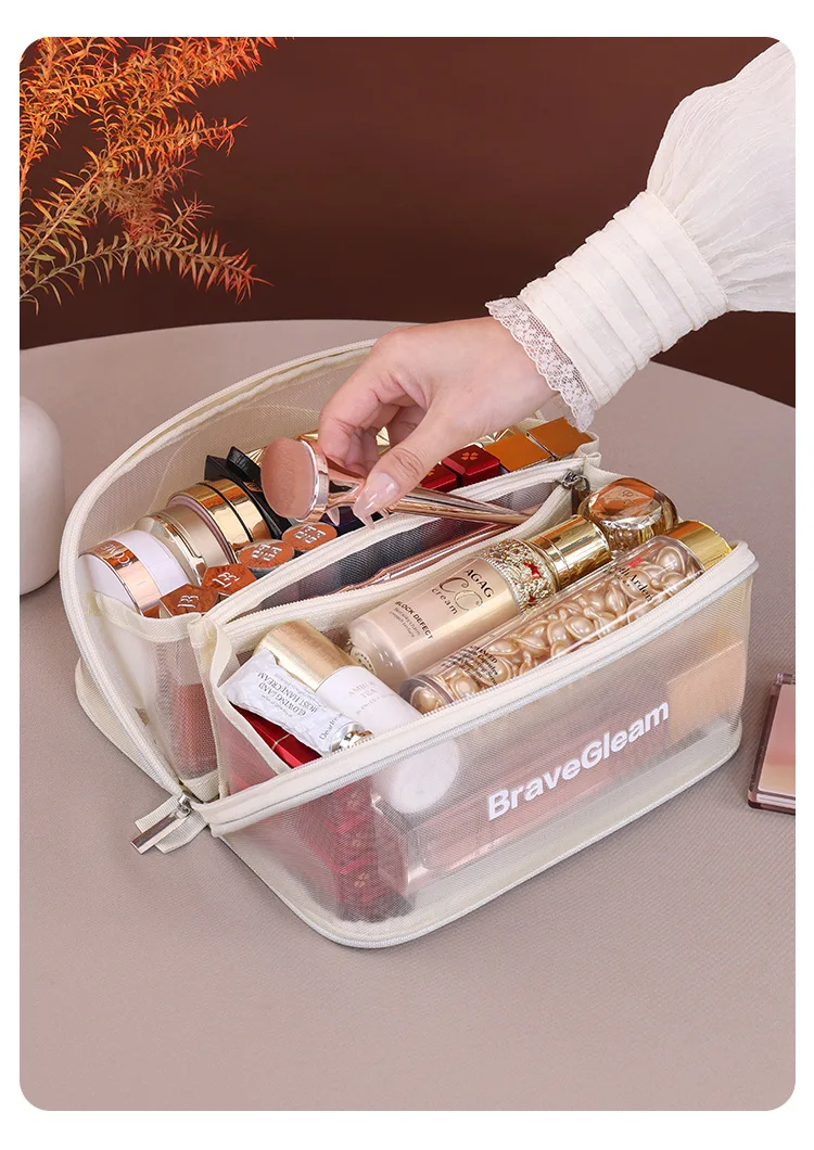 Transparent Pillow Makeup Bag Portable Travel Makeup Storage Bag Multi functional Toiletry Storage Bag 2