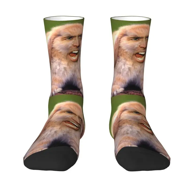 

Новинка, мужские носки унисекс с рисунком Николаса Кейджа, кролика, теплые дышащие забавные короткие носки с 3D-принтом