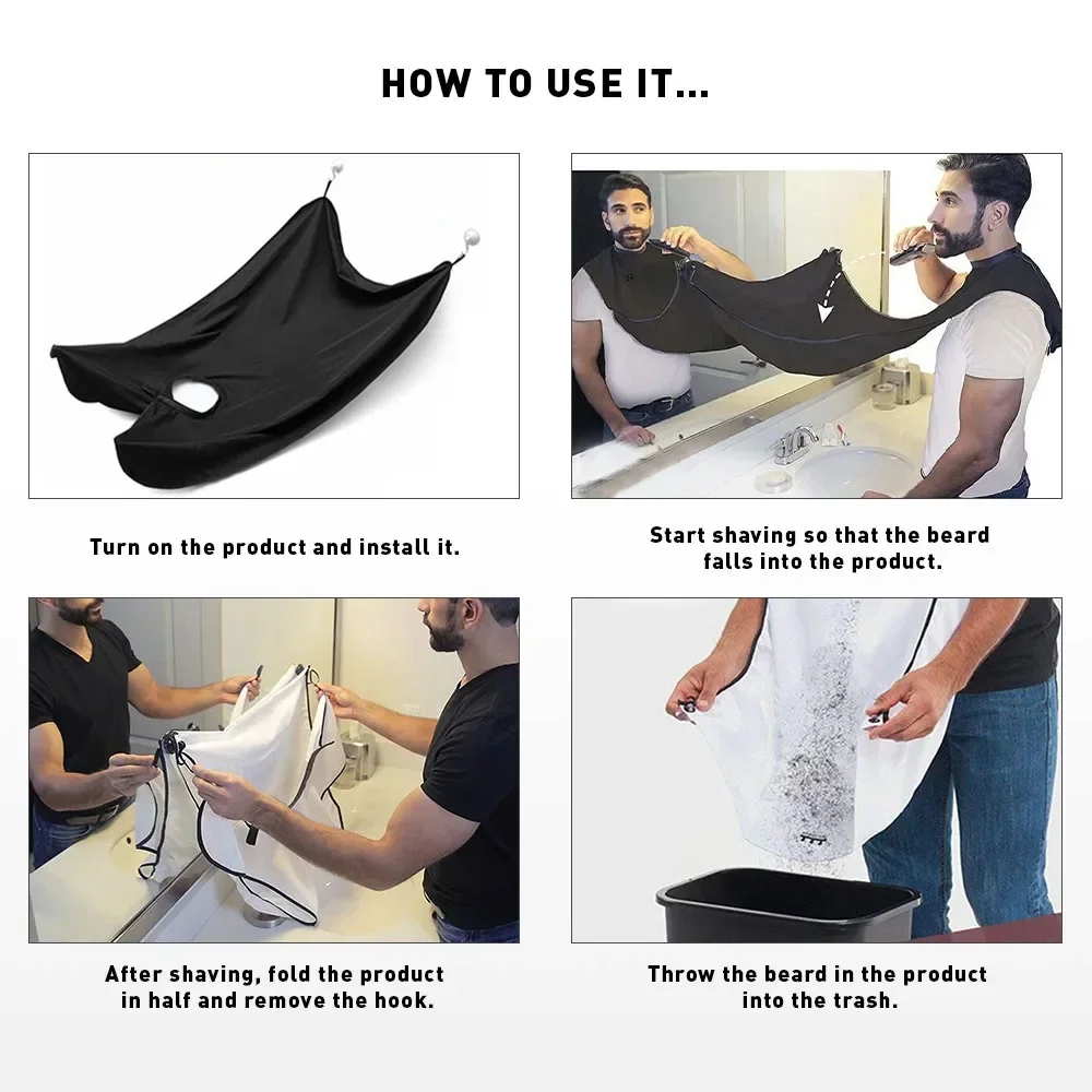 Beard Catcher Cape Bib Mirror Suction Cup Apron Hair Shave Beard Catcher Clean Care Waterproof Floral Cloth With Two Suctio 6