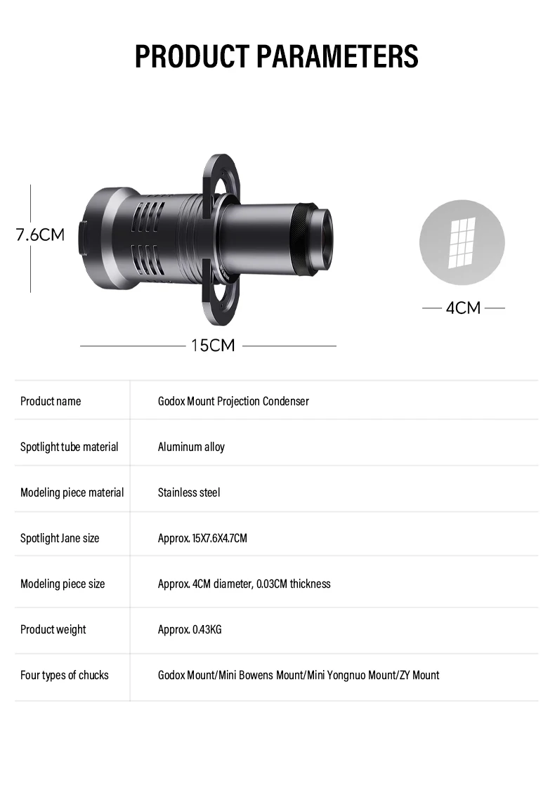 New Bowens Mount Flash Spotlight Focusing Projection Photography Kit For Godox M
