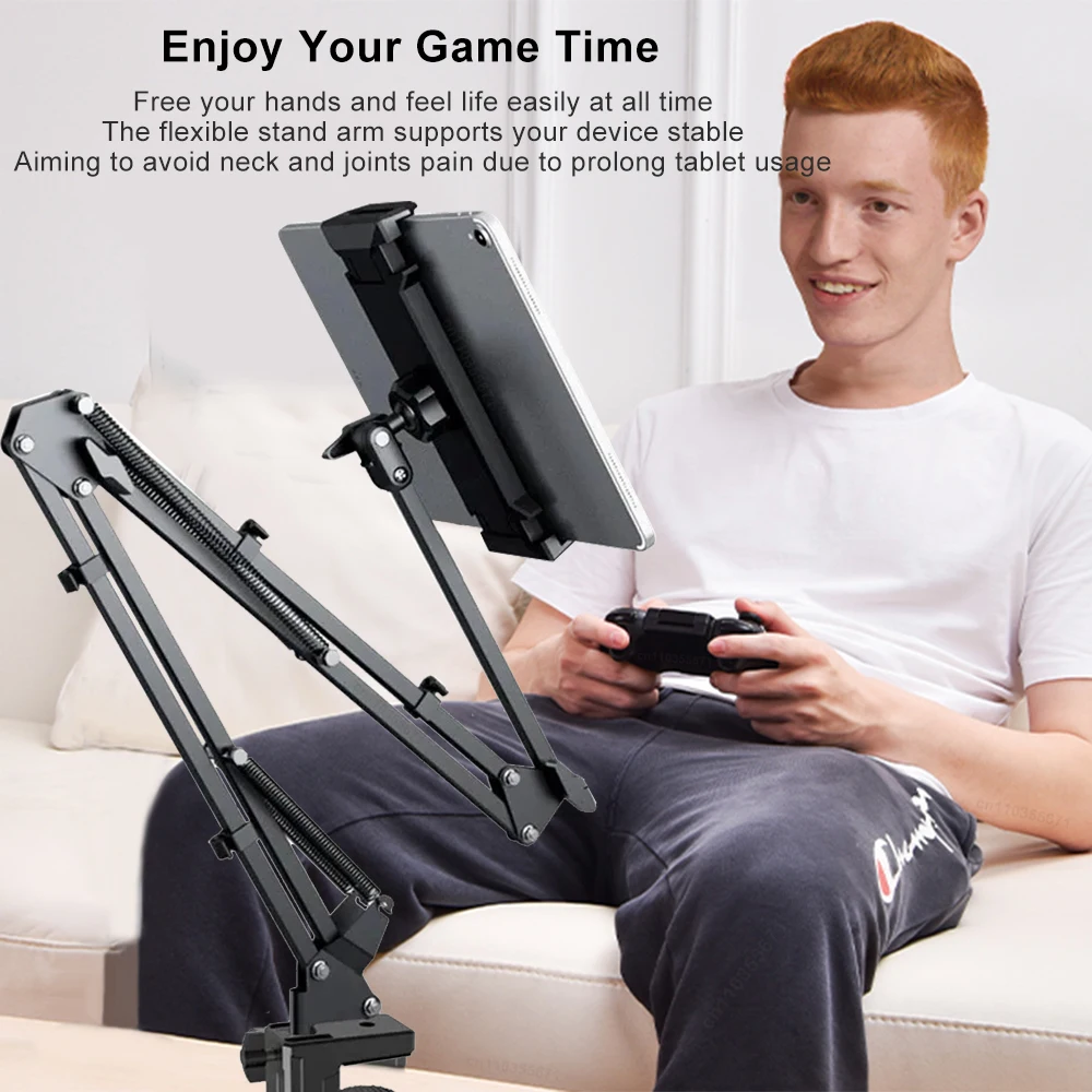 Phone Holder Lazy Bedside Mobile Phone Stand 360° Rotating Folding Cantilever Bracket for Apple Samsung iPad Tablet Holder